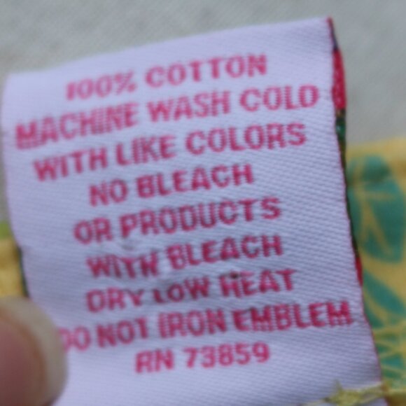 Icantoo Nantucket Yellow w Blue Green Floral Cotton Button Cardigan Sz LARGE - Picture 7 of 7